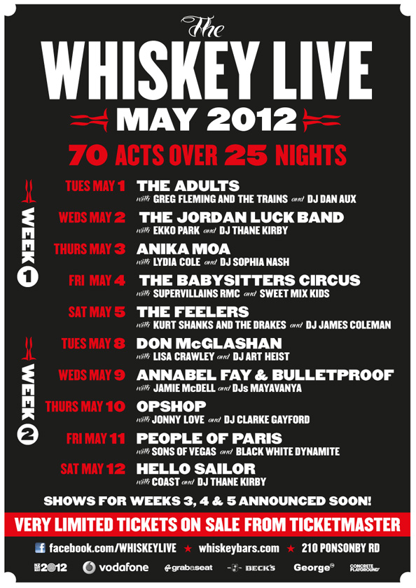 THE WHISKEY LIVE RETURNS FOR NZ MUSIC MONTH